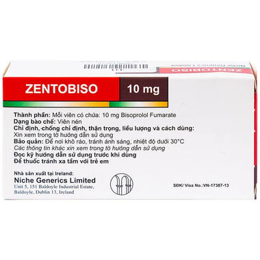 Thuốc Zentobiso 10mg Niche Generics điều trị suy tim mãn tính ổn định (2 vỉ x 14 viên)