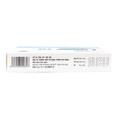 Viên nén Lipvar 10 hạ lipid máu (3 vỉ x 10 viên)