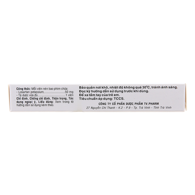 Viên nén Losartan 50mg TV.PHARM điều trị tăng huyết áp (3 vỉ x 10 viên)