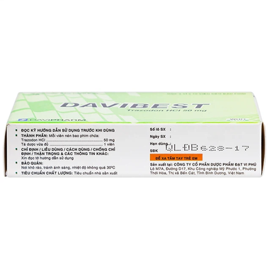 Thuốc Davibest 50mg hỗ trợ điều trị giảm triệu chứng của tất cả các dạng trầm cảm (Hộp 30 viên)