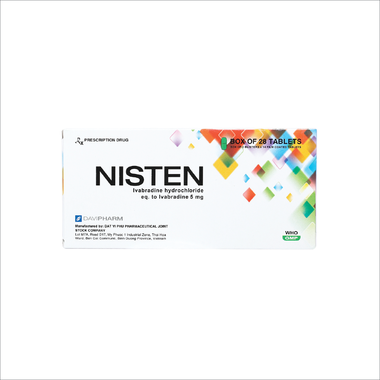 Viên nén Nisten 5mg DaViPharm điều trị bệnh mạch vành, đau thắt ngực (2 vỉ x 14 Viên)