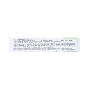 Thuốc bột Hidrasec 10mg điều trị tiêu chảy cấp ở trẻ (16 gói)