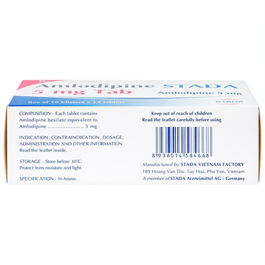 Thuốc Amlodipine Stada 5mg Tab Điều Trị Tăng Huyết Áp, Đau Thắt Ngực (Hộp 10 vỉ x 14 viên)