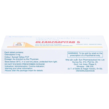 Viên nén Oleanzrapitab 5 điều trị bệnh tâm thần phân liệt (5 vỉ x 10 viên)