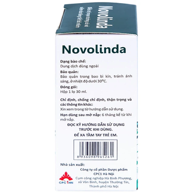 Dung Dịch Novolinda Điều Trị Bệnh Trứng Cá, Viêm Nang Lông (Chai 30ml)