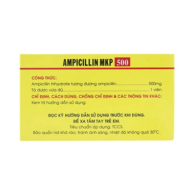 Thuốc Ampicillin MKP 500 điều trị nhiễm khuẩn (10 vỉ x 10 viên)
