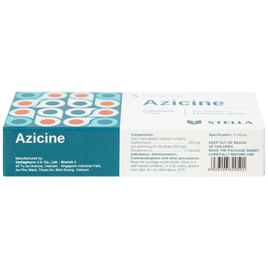 Thuốc Azicine 250mg điều trị nhiễm khuẩn (1 vỉ x 6 viên)