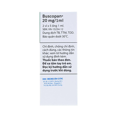 Thuốc tiêm Buscopan điều trị co thắt dạ dày, ruột (2 vỉ x 5 ống)