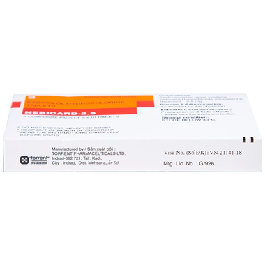 Thuốc Nebicard 2.5mg điều trị tăng huyết áp (5 vỉ x 10 viên)