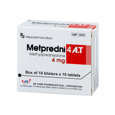 Thuốc Metpredni 4 A.T điều trị viêm khớp dạng thấp, lupus ban đỏ (10 vỉ x 10 viên)