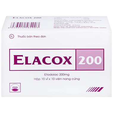 Thuốc Elacox 200 điều trị triệu chứng thoái hoá khớp, viêm khớp dạng thấp cấp hay mạn tính (10 vỉ x 10 viên)