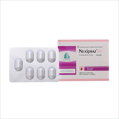 Thuốc Nexipraz 40 Boston điều trị bệnh trào ngược dịch dạ dày - thực quản (5 vỉ x 7 viên)