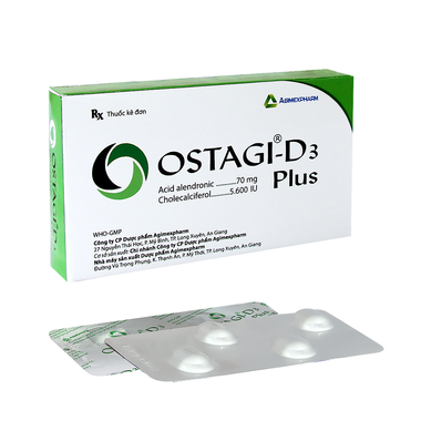 Thuốc OSTAGI-D3 PLUS 70/5600 hỗ trợ điều trị loãng xương ở phụ nữ mãn kinh và nam giới (Hộp 4 viên)