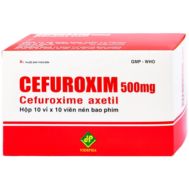 Thuốc Cefuroxim 500mg Vidipha điều trị nhiễm khuẩn (10 vỉ x 10 viên)