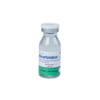Thuốc Bicefzidim 1g điều trị kí sinh trùng, chống nhiễm khuẩn (Hộp 1 lọ)