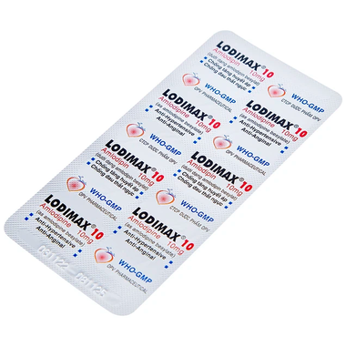 Thuốc Lodimax 10 OPV Pharma chống tăng huyết áp, đau thắt ngực (2 vỉ x 10 viên)