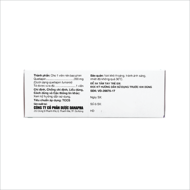 Thuốc Daquetin 200 trị tâm thần phân liệt, rối loạn lưỡng cực (6 vỉ x 10 viên)