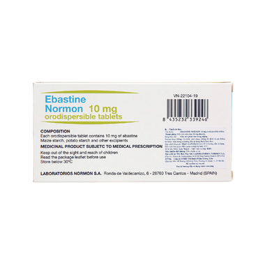 Thuốc Ebastine Normon 10mg điều trị viêm mũi dị ứng, mề đay vô căn (2 vỉ x 10 viên)