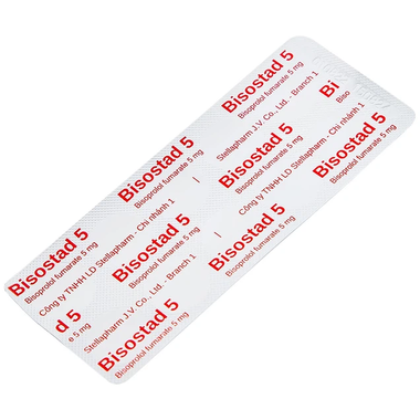 Thuốc Bisostad 5 điều trị tăng huyết áp và đau thắt ngực (3 vỉ x 10 viên)