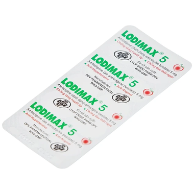 Thuốc Lodimax 5mg điều trị tăng huyết áp và bệnh mạch vành (2 vỉ x 10 viên)