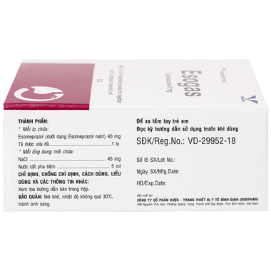 Thuốc Esogas 40mg Điều Trị Các Tình Trạng Viêm Loét Dạ Dày – Tá Tràng (Hộp 1 Lọ)