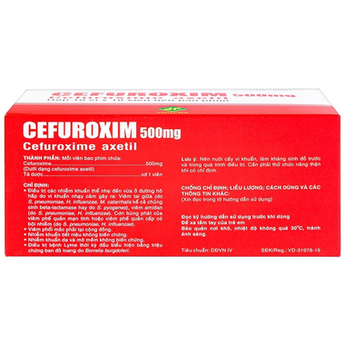 Thuốc Cefuroxim 500mg Vidipha điều trị nhiễm khuẩn (10 vỉ x 10 viên)