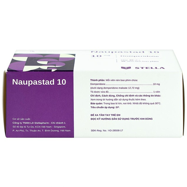 Thuốc Naupastad 10 Stella điều trị triệu chứng nôn và buồn nôn (10 vỉ x 10 viên)