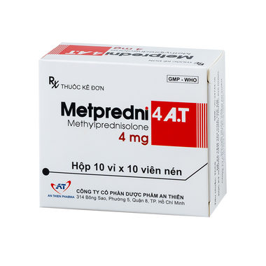 Thuốc Metpredni 4 A.T điều trị viêm khớp dạng thấp, lupus ban đỏ (10 vỉ x 10 viên)