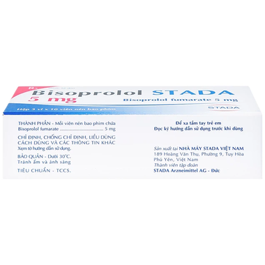 Thuốc Bisoprolol 5mg STD điều trị tăng huyết áp, đau thắt ngực (3 vỉ x 10 viên)