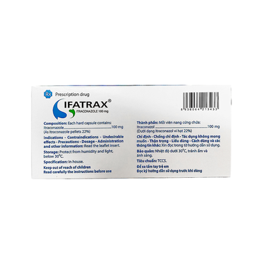 Thuốc Ifatrax 100mg điều trị nấm Candida ở miệng, họng, âm đạo, âm hộ (1 vỉ x 4 viên)