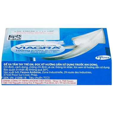 Thuốc Viagra 100mg Pfizer điều trị rối loạn cương dương (1 vỉ x 1 viên)