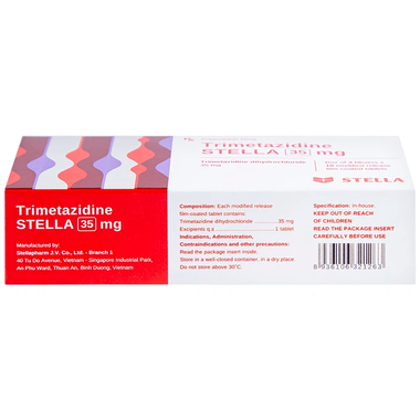 Thuốc Trimetazidine Stella 35mg điều trị đau thắt ngực ổn định (3 vỉ x 10 viên)