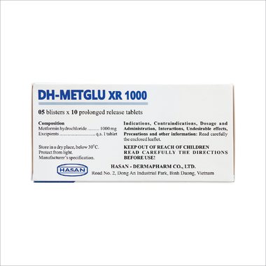 Thuốc DH-Metglu XR 1000 Hasan điều trị tiểu đường tuýp 2 (5 vỉ x 10 viên)