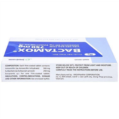 Thuốc Bactamox 750 Imexpharm điều trị nhiễm khuẩn (2 vỉ x 7 viên)