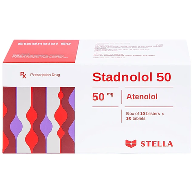 Thuốc Stadnolol 50 điều trị tăng huyết áp, đau thắt ngực mạn tính ổn định (10 vỉ x 10 viên)