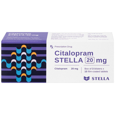 Thuốc Citalopram Stella 20mg trị trầm cảm và rối loạn hoảng sợ (3 vỉ x 10 viên)