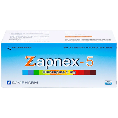 Thuốc Zapnex-5 DaviPharm điều trị tâm thần phân liệt, rối loạn lưỡng cực (6 vỉ x 10 viên)