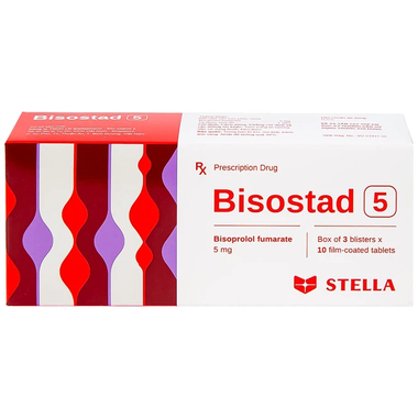 Thuốc Bisostad 5 điều trị tăng huyết áp và đau thắt ngực (3 vỉ x 10 viên)