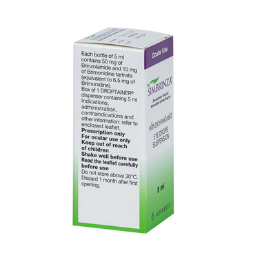 Hỗn dịch nhỏ mắt Simbrinza làm giảm áp lực nội nhãn (Chai 5ml)