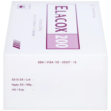 Thuốc Elacox 200 điều trị triệu chứng thoái hoá khớp, viêm khớp dạng thấp cấp hay mạn tính (10 vỉ x 10 viên)