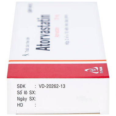 Thuốc Atorvastatin 20mg điều trị tăng cholesterol máu (3 vỉ x 10 viên)
