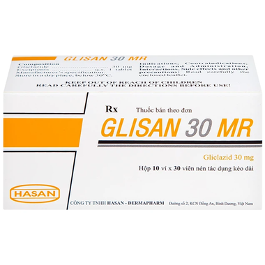 Thuốc Glisan 30 MR Hasan điều trị đái tháo đường tuýp 2 (2 vỉ x 30 viên)