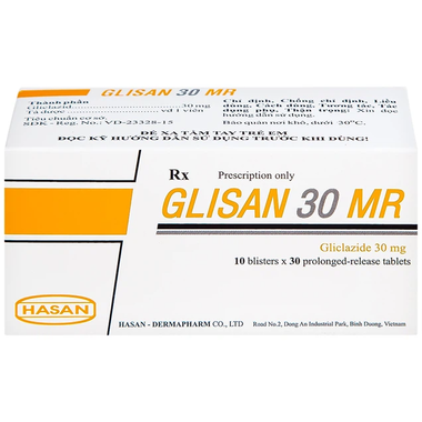 Thuốc Glisan 30 MR Hasan điều trị đái tháo đường tuýp 2 (2 vỉ x 30 viên)