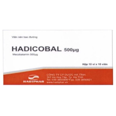 Thuốc Hadicobal 500µg Hadiphar hỗ trợ điều trị một số bệnh lý thần kinh ngoại biên (10 vỉ x 10 viên)