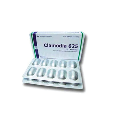 Thuốc Clamodia 625 điều trị viêm xoang, viêm tai giữa, viêm phế quản (2 vỉ x 10 viên)