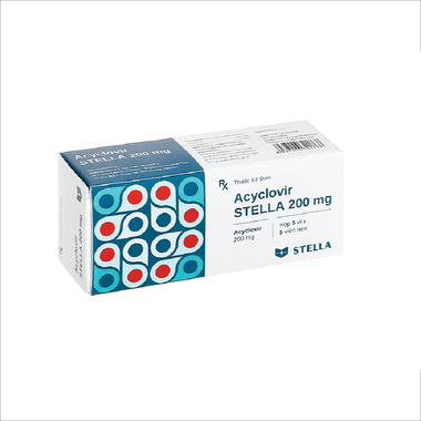 Thuốc Acyclovir Stella 200mg điều trị nhiễm Herpes simplex, Varicella zoster (5 vỉ x 5 viên)
