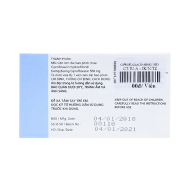 Thuốc PMS-Ciprofloxacin 500mg điều trị trong các trường hợp nhiễm khuẩn nặng (2 vỉ x 10 viên)