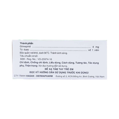 Thuốc Miaryl 4mg Điều Trị Đái Tháo Đường Tuýp 2 (Hộp 10 Vỉ X 10 Viên)