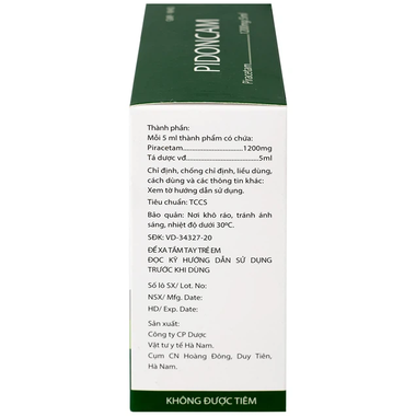 Thuốc Pidoncam 1200mg/5ml đều trị triệu chứng chóng mặt (Hộp 20 ống)