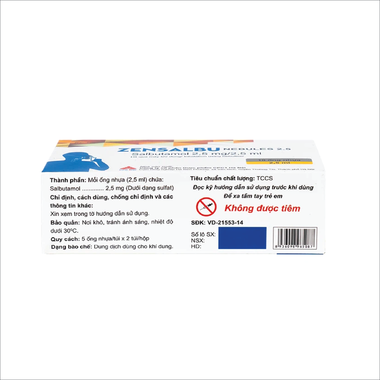 Thuốc Zensalbu 2,5mg Kiểm Soát Co Thắt Phế Quản Mạn, Điều Trị Hen Nặng Cấp Tính (Hộp 2 Vỉ X 5 Ống)